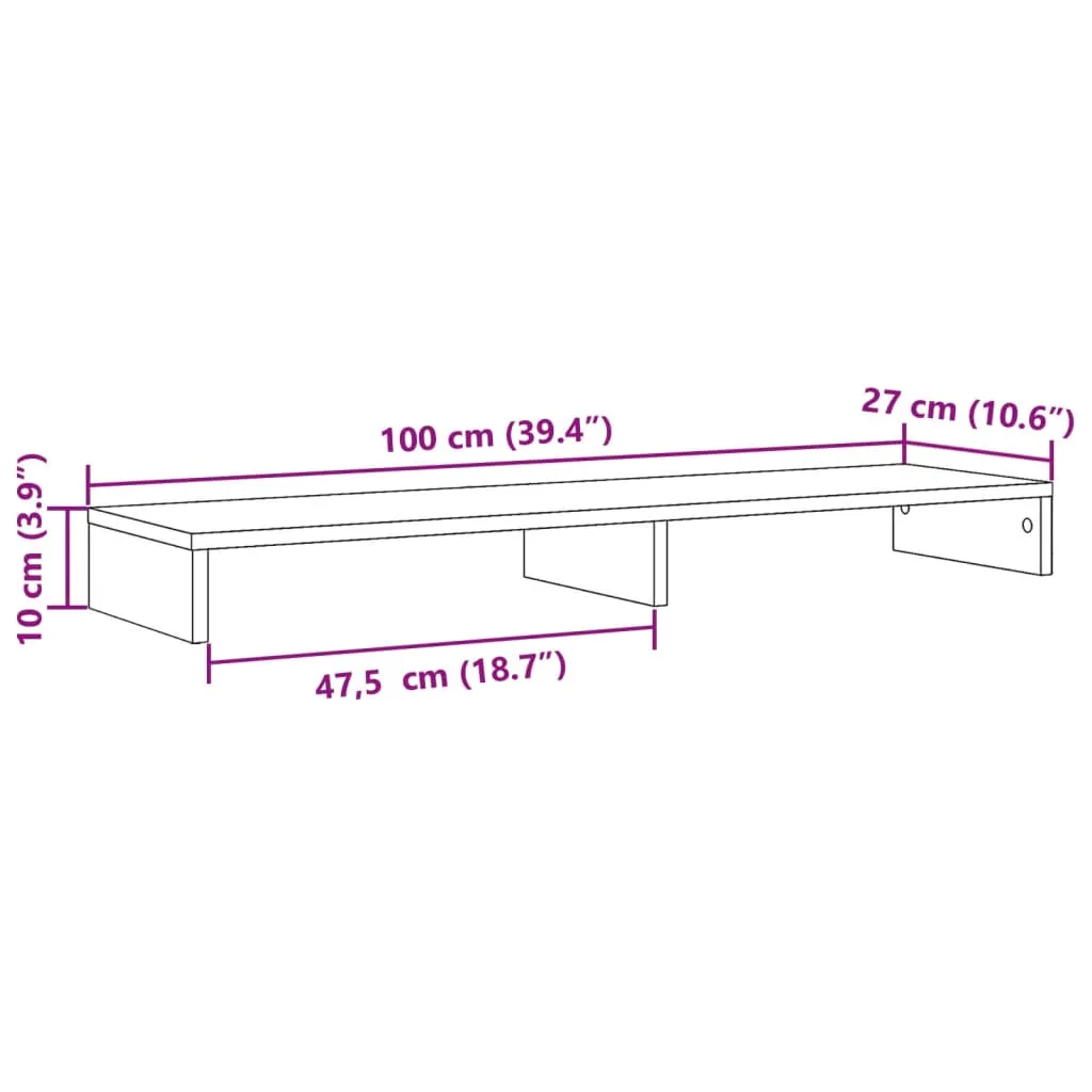 vidaXL Monitor Stand Concrete Grey 100x27x10 cm Engineered Wood