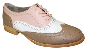 Wanted Shoes Women's Babe Oxford Taupe/White/Pink