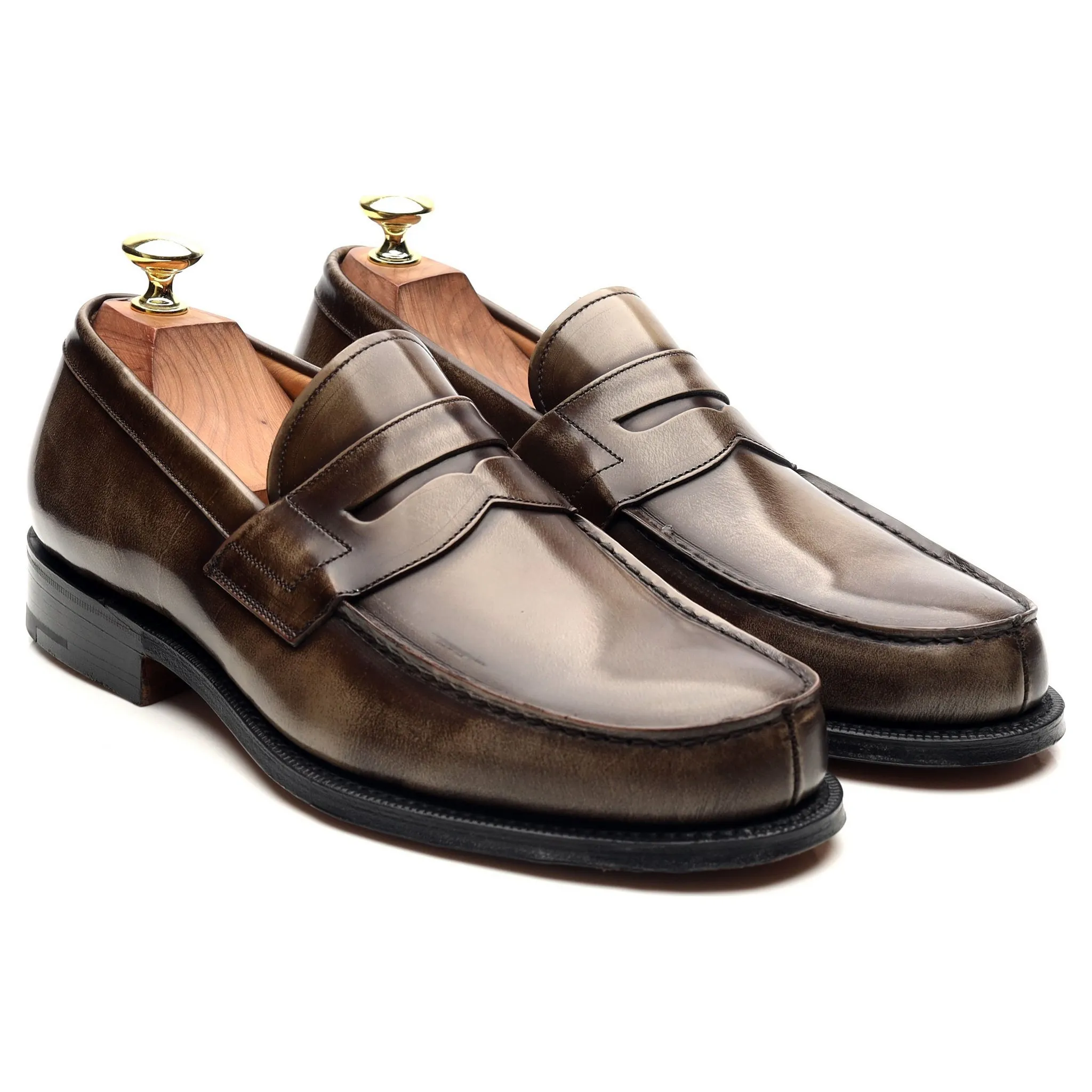 'Wesley' Light Brown Leather Loafers UK 7.5 F